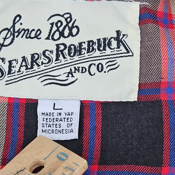 Vtg Sears Roebuck Harrington Jacket Size L 90s Plaid Utility Dad Classic Outdoor - Picture 3 of 10
